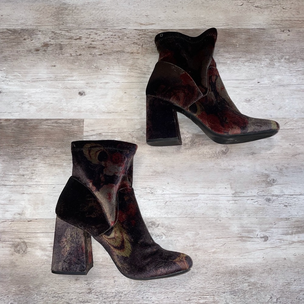 Velvet Floral Wedges